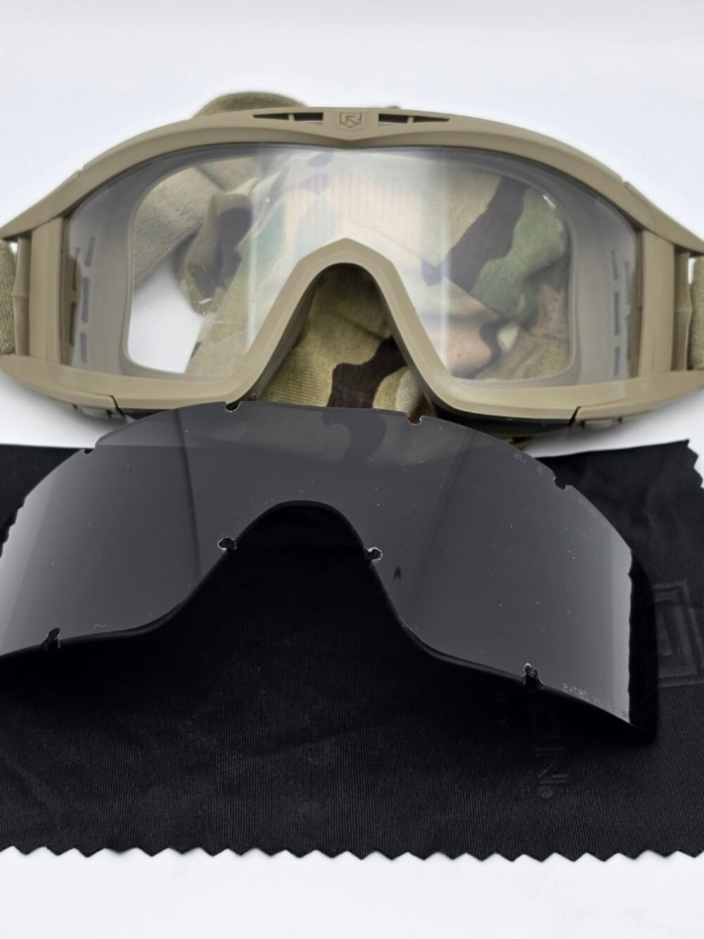 Revision U.S. Military Desert Locust Tan 499 2x Lens Clear and Grey APEL Goggles